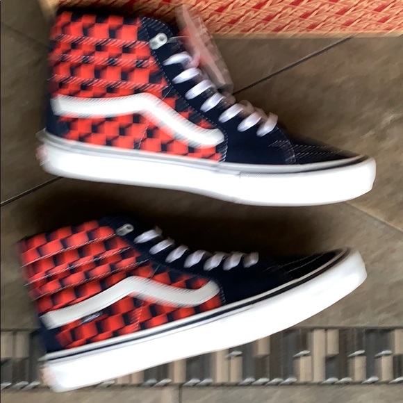 VANS SK8-Hi Pro CHECKERBOARD NAVY/ORANGE MEN’s - Picture 13 of 16